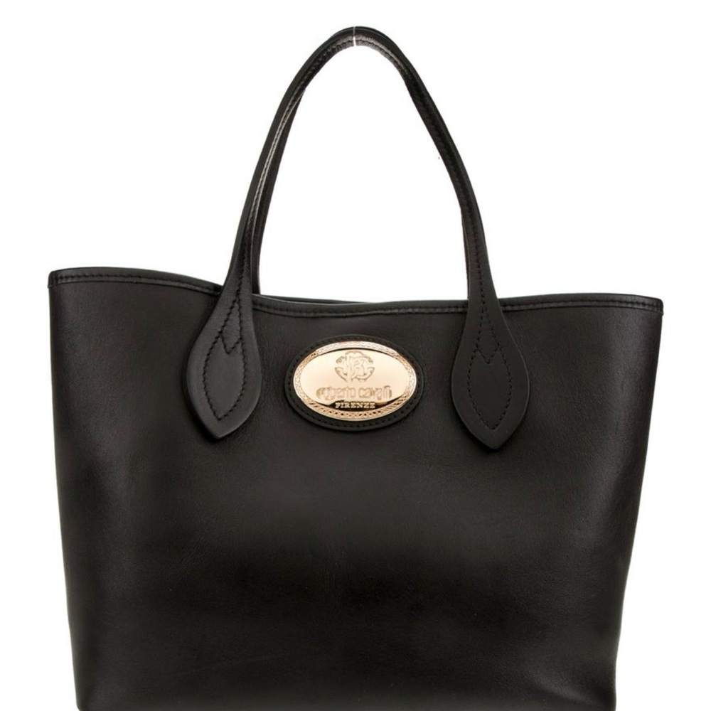 Like new Roberto Cavalli Black Leather Tote Bag